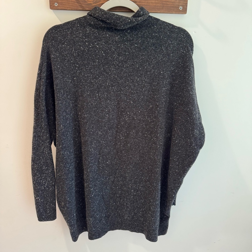 COS Merino Wool Dark Grey Marled Oversized Turtleneck Sweater Small - Picture 5 of 7